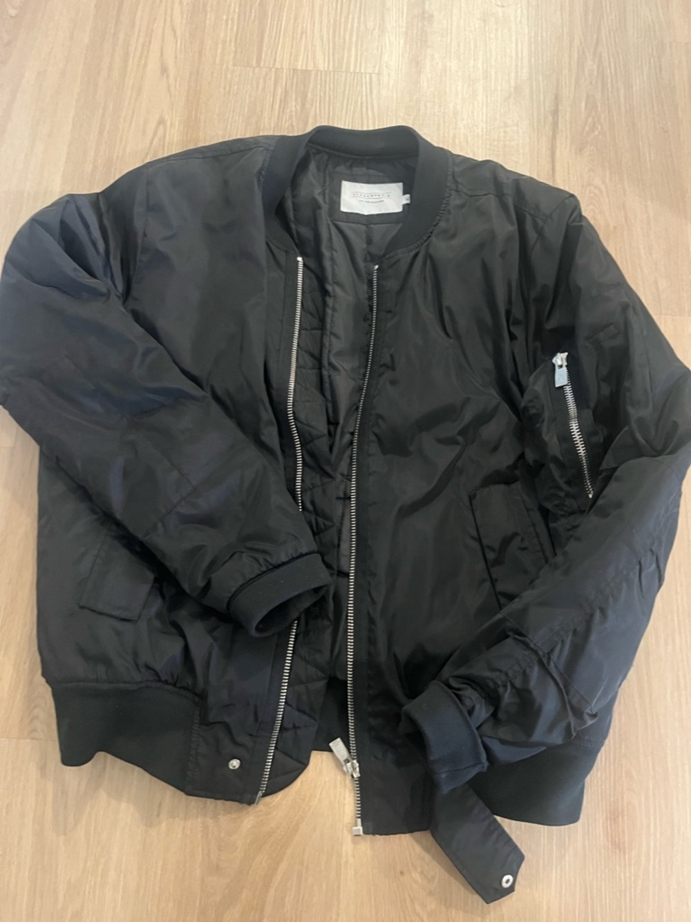 Eleven Paris Black Bomber Jacket with Silver Zippers